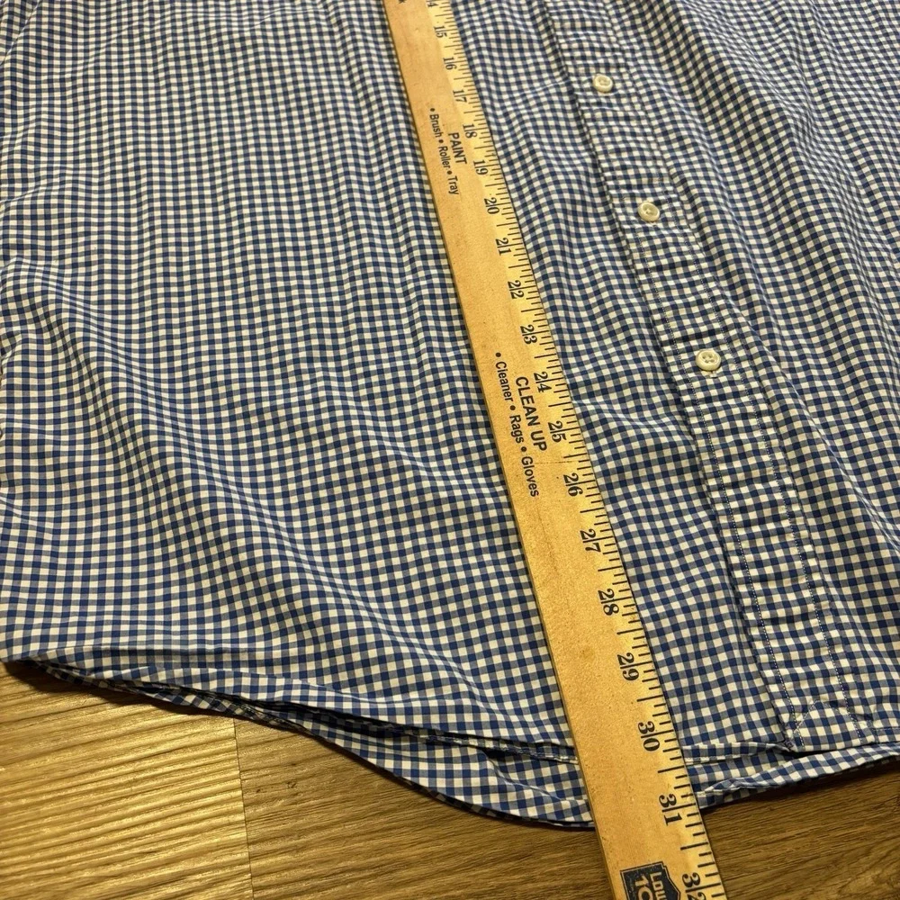 Polo Ralph Lauren Shirt Classic Cotton Stretch Mens XL Blue Gingham Check Pony